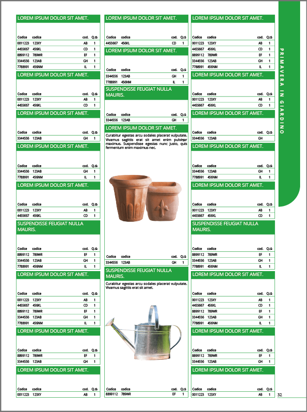 Pagina dx – impaginata Impaginare listini e cataloghi - pagina dx